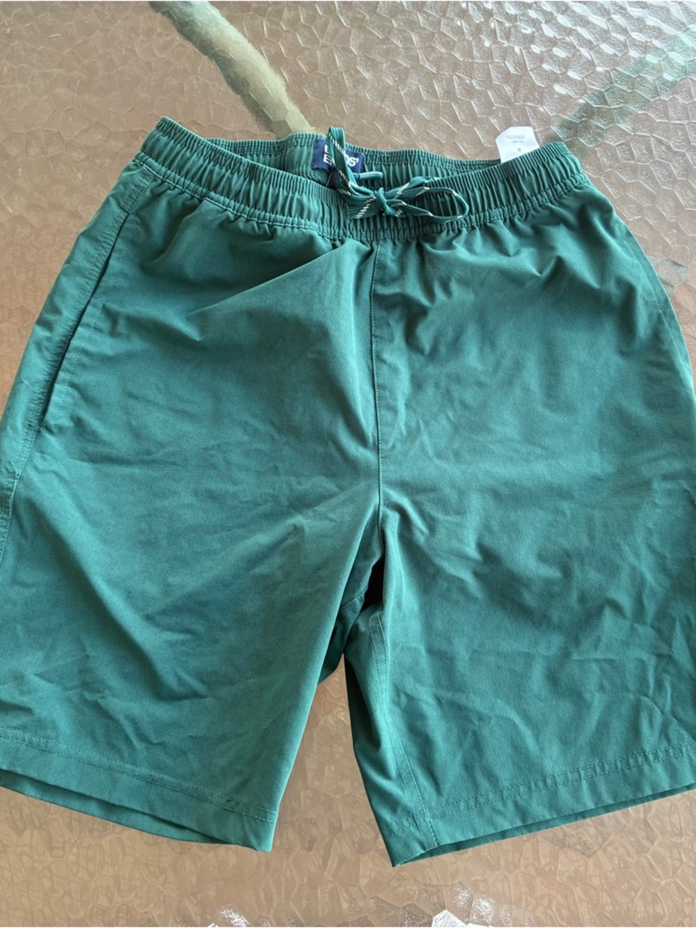 Lands' End Teal Elastic-Waist Drawstring Shorts size small men